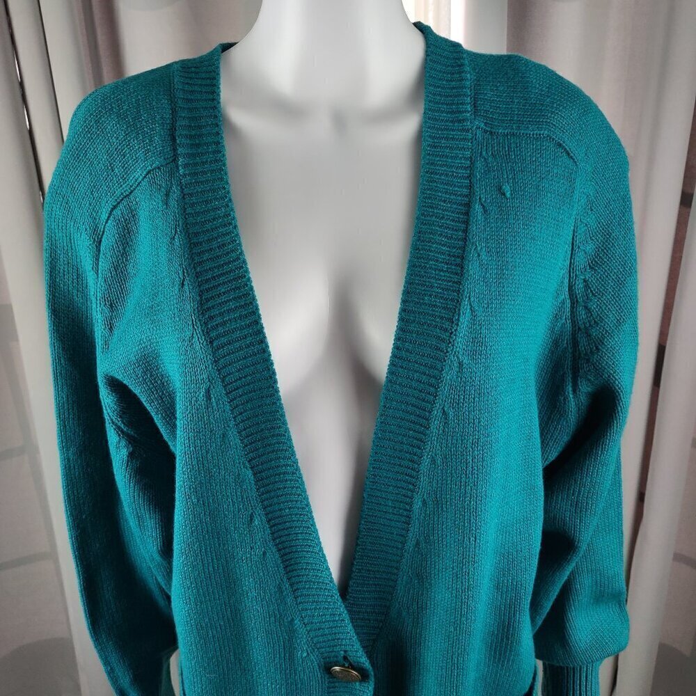 Venezia Original Sportswear Women Teal Green 4 Button 2 Pocket Cardigan Sz 18-20 - Picture 3 of 13